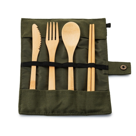 Набор бамбуковых приборов с палочками в чехле