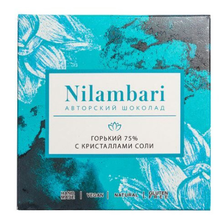 Шоколад горький 75%  "Nilambari" с кристаллами соли 65 гр.