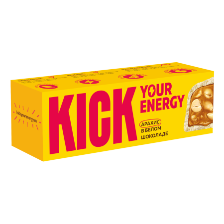 Арахисовый батончик в белом шоколаде "Kick" 45 гр. РФ