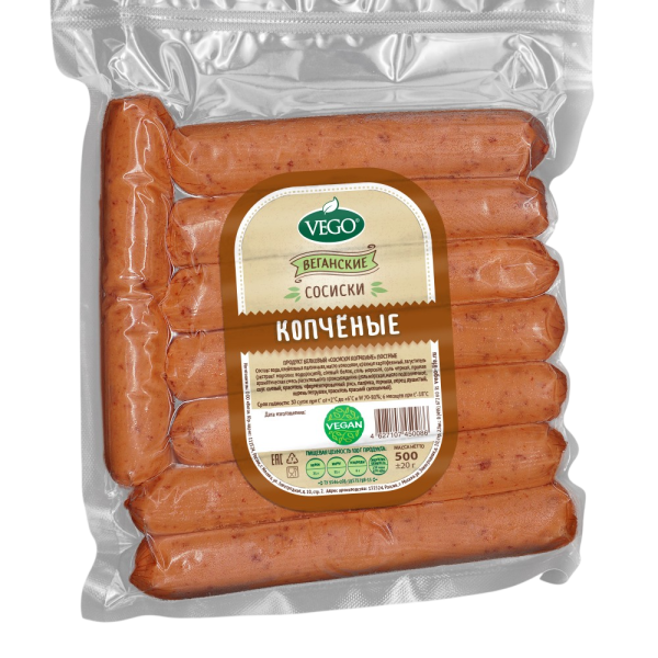 Продукт растит. Сосиски копченые "Vego"  500 гр. РФ