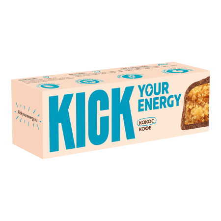 Кокосовый батончик с кофе в карамельном шоколаде "Kick" 45 гр. РФ
