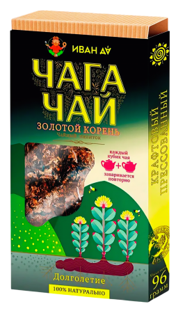 Чайный напиток "Чага-чай" с золотым корнем  (плитка 96 г), Иван Да, РФ