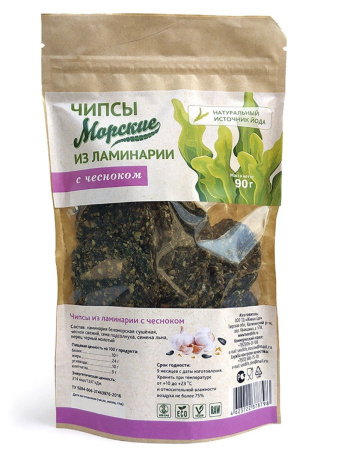 Морские чипсы из ламинарии с чесноком 90 гр.