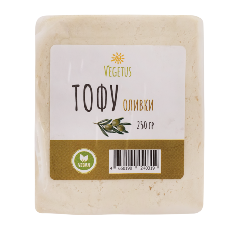 Пищевой соевый продукт "Тофу с оливками" VEGETUS  250 гр.