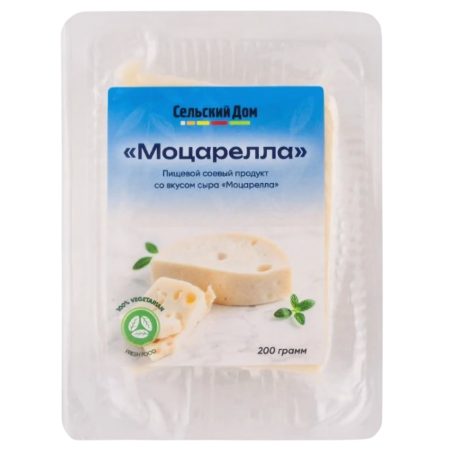 Пищевой соевый продукт со вкусом сыра "Моцарелла" Сельский Дом, 200г, РФ
