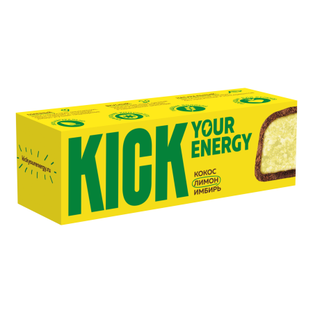 Кокосовый батончик с лимоном и имбирем "Kick" 45 гр. РФ