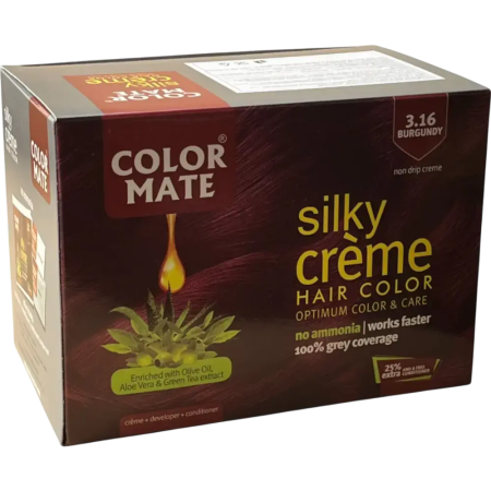 Крем-краска для волос COLOR MATE silky creme бургунди . Индия.