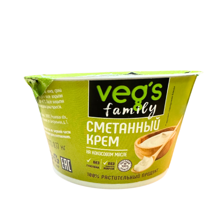 Крем со вкусом сметаны на основе кокосового масла "VEG`S Family", 170гр.