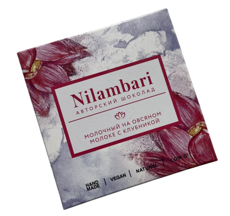 Шоколад молочный на овсяном молоке с клубникой "Nilambari"  65 гр.