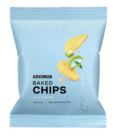 Чипсы рисовые "Лук Порей" R.A.W. Life Baked CHIPS с растительным протеином 35 гр.